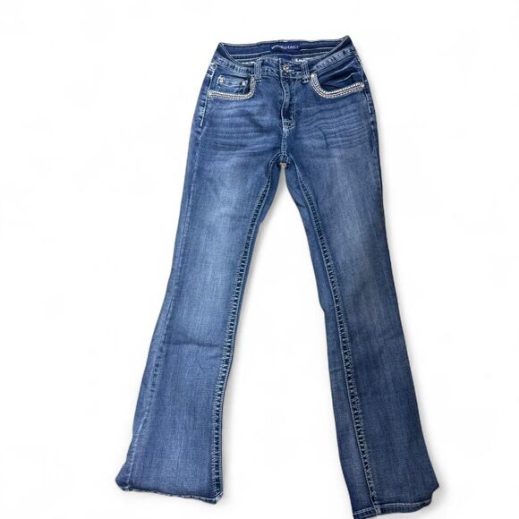 Y2K Western Style Jeans Women’s Bootcut Denim Bling Embroidered Pocket Jeans - Picture 5 of 8